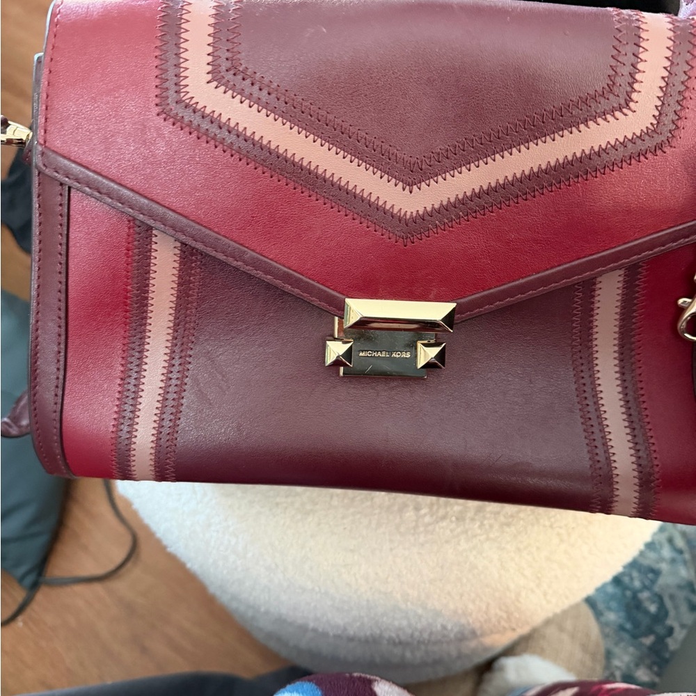 Michael Kors Burgundy and Pink Crossbody Bag